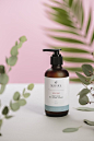 MixRX | Kitchen Sink Studios Mix RX Skincare product- Flush, a conditioning antioxidant cleanser. Product shoot with pink background, foliage, skincare line.