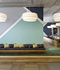 Cisco Offices / Studio O+A~alternate wall and floor graphic~ideas to add pops of color into the layout.~wall and floor graphic ideas for front reception/conference/hallway.: 