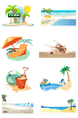 夏日海边度假海报素材椰子树沙滩贝壳png-众图网
