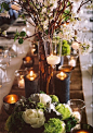 green white table scapes branches autumn copper weddings events parties