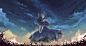 Anime 4500x2428 night blue dress anime girls