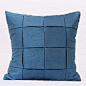 Blue Handmade Check Metallic Pillow