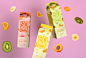 SO'FRUITS : So'Fruits is a fictional fruit-based soft drink brand. The exercise was to create both the packaging and brand identity for a new range of fruit-flavoured soya milk drinks, entitled 'so'fruits'. Corresponding designs for three recipes: kiwi-pu