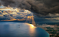 General 1920x1200 nature landscape sunset sun rays cityscape sea clouds bay sky aerial view water mountain