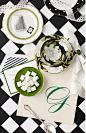 black, white + green color for a table. Photography by: Johnny Miller #wedding