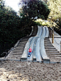 Cement slides at Golden Gate Park.: