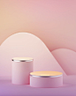 3d渲染，抽象粉彩玫瑰粉色复活节背景，空白圆柱形讲台，空白展柜，圆形舞台，空白基座，产品展示，空白板，展览平台。副本的空间。最小的设计图片素材_ID:352041996