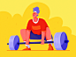 Weight Lifting color orange affinity designer affinity uran weight life gym excercise sportman strong hard fitness sport weightlifting boy man people character illustration