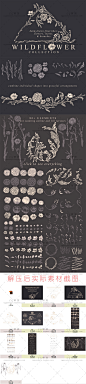 欧式复古线描花卉花朵树枝图案 EPS+AI矢量设计素材-淘宝网