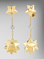 18kt Yellow Gold and Diamond Star of Venice Earrings: 