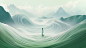 subrinawang_MJa_white_person_walking_across_the_green_waves_o_8a276020-3790-463c-9425-2913cd634a7f