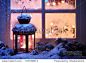 Christmas lantern with snowfall,Closeup. 正版图片在线交易平台 - 海洛创意（HelloRF） - 站酷旗下品牌 - Shutterstock中国独家合作伙伴