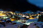 General 1620x1080 architecture house tilt shift town trees nature winter snow night lights road street mountain rooftops long exposure light trails