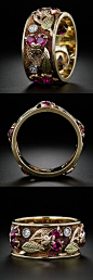 图喜欢:￥14,500元，Fancy Four-Color Gold, Diamond and Ruby Band 花式 - 图喜欢