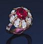 A RUBY, DIAMOND AND COLOURED DIAMOND RING, BY WALLACE CHAN@北坤人素材