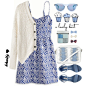 A fashion look from March 2015 featuring sweetheart dress, white cotton tops and blue sandals. Browse and shop related looks.