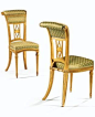 RARE PAIRE DE CHAISES PONTEUSES "À L'ANGLAISE" EN BOIS REDORÉ, VERS 1780, ESTAMPILLÉE G. IACOB, Haut. 95 cm /sothebys