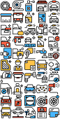 汽车小轿车洗车房加油站保养4s店卡通icon插画图标模板素材设计-淘宝网