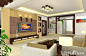 100平现代中式客厅电视背景墙吊灯装修设计图