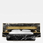 Railis Kotlevs Contemporary Godafoss Bed with Nightstands Brass Marble bed