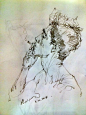 Male Portrait, Man Smoking, Sketch with Extra Fine Sharpie, Line Drawing, by Saera.: 