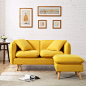 现代简约小户型黄色两人北欧客厅整装卧室单人双人三人位布艺沙发-淘宝网