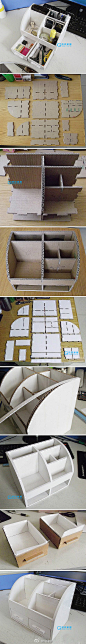 DIY大全 - 用瓦楞纸做实用的储物盒