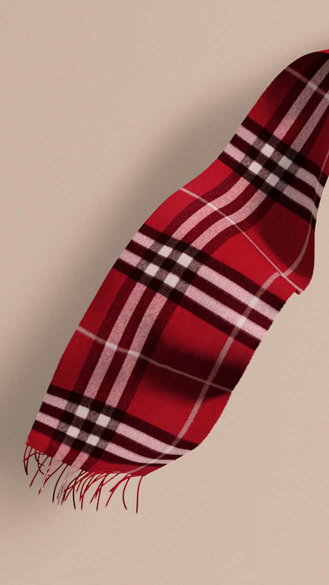 缤纷红色 经典格纹羊绒围巾 产品图片1