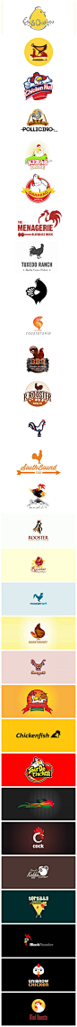 以鸡为主题的创意Logo设计 。


