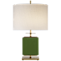 Green Reverse Painted Glass with Cream Linen Shade