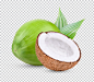 Coconut and half of coconut isolated