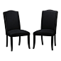 Duomo Linen Crown Dining Chairs, Black, Set of 2 - The crown back Duomo chair is effortlessly subtle in its modern royalty design. This dining chair is upholstered in a black linen fabric and adorned with silver nailhead trim, it also features tapered leg