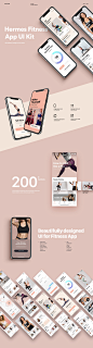 Hermes | Fitness iOS App UI Kit : The Hermes Fitness Mobile App UI Kit is a delicate mobile screens pack for iPhone X with trendy useful components that you can use for inspiration and speed up your design workflow.