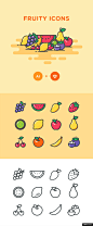 免费 美的 水果 系列 图标 套装 餐饮图标简约扁平图标icon