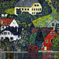 古斯塔夫·克林姆特(Gustav Klimt)高清作品《阿特湖上的房屋》