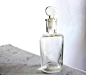 Antique french apothecary glass bottle with glass stopper