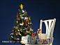 椅子上的圣诞礼物和圣诞树高清设计背景图片素材