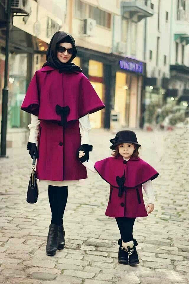 紫红色外套亲子装