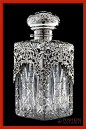 Solid Silver Cut Glass Large Scent Bottle C 1900