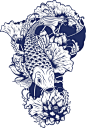 矢量中国风手绘锦鲤插画图案日式古风青花鲤鱼传统底纹印花AI素材