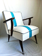 Mid Century Modern Chair White Vinyl: 