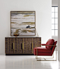 Hooker Furniture Living Room Melange Neils Four-Door Credenza 638-85288-DKW : Come closer to Mélange, and you will discover something unexpected, an eclectic blending of colors, textures and materials in a vibrant collection of one-of-a-kind artistic piec