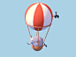 与他的气球大象气球策帕林飞艇循环gif 3d c4d例证动画的阿诺德