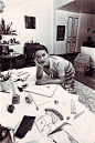 Working girl Paloma Picasso #girlboss {a vintage Beni Ourain carpet in her studio}