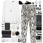 A fashion look from May 2015 featuring white tops, harem pants and evening handbags. Browse and shop related looks.