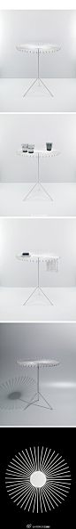 一款占空间很小的美丽桌子~~可以放置日常物件，还能挂晒你的物件。来自英国设计师Alex Bradley的创意。