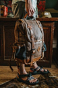 Dakota Vintage Commuter Backpack - Waxed Canvas & Leather - Saddle Tan: 