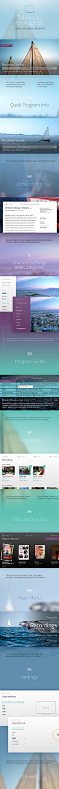 A grid and typography based Television UI : This is an extensive, ongoing project for creating a more friendly, more useable, and more readable television experience.My goal is to try and keep the UI as minimal as possible, and focus on the content, which