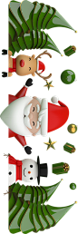 圣诞老人 雪人 圣诞树 3D圣诞节场景卡通元素 PNG免抠图