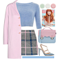 A fashion look from January 2016 featuring blue jumper, woolen coat and high rise skirts. Browse and shop related looks.